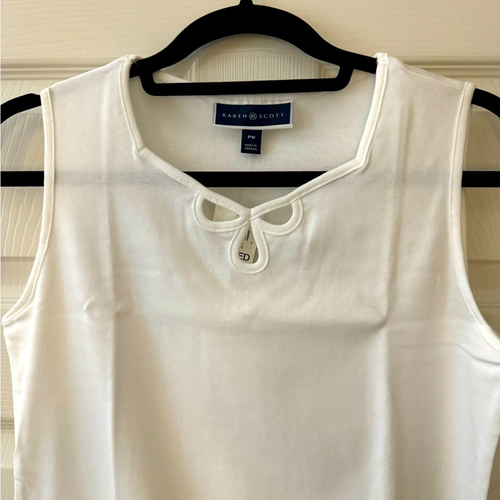Karen Scott Sweetheart Keyhole Tank Top - Petite Medium